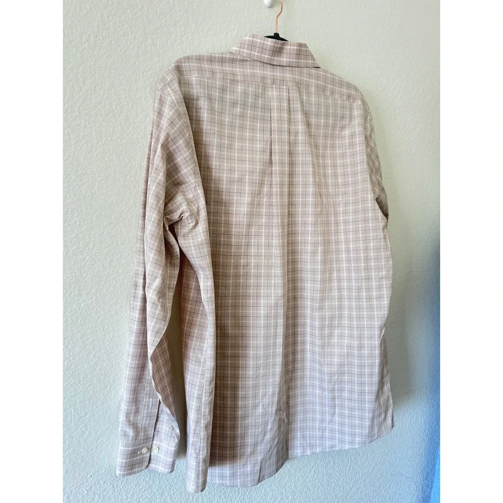 Brooks Brothers 346 Mens‎ Slim Fit Non Iron All Cotton Plaid Dress Shirt 17-6/7